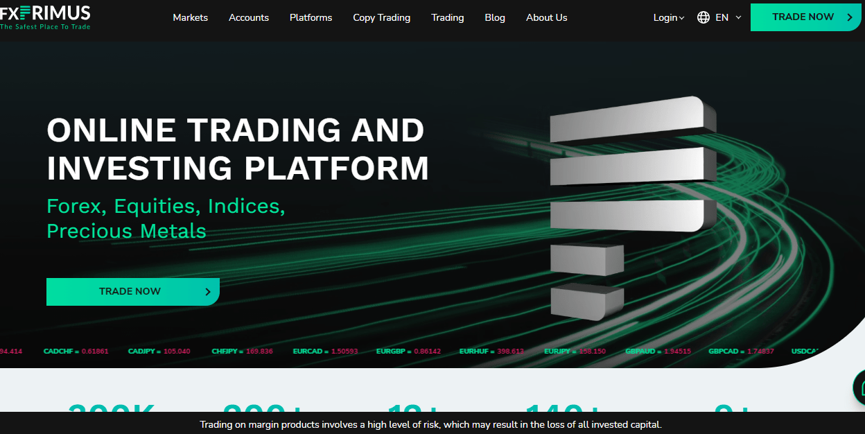 An image showing the FXPrimus landing page.