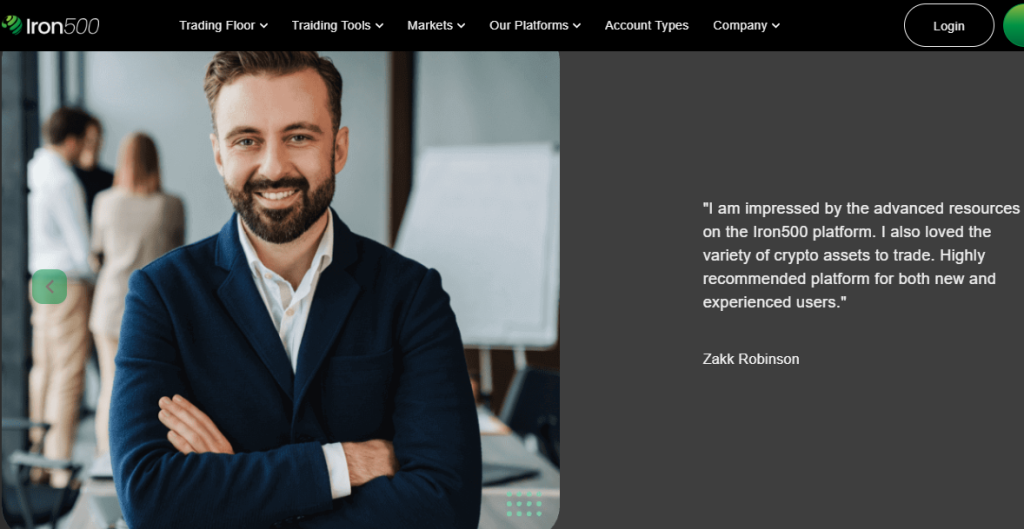 Iron500 displays fake images of alleged happy customers.