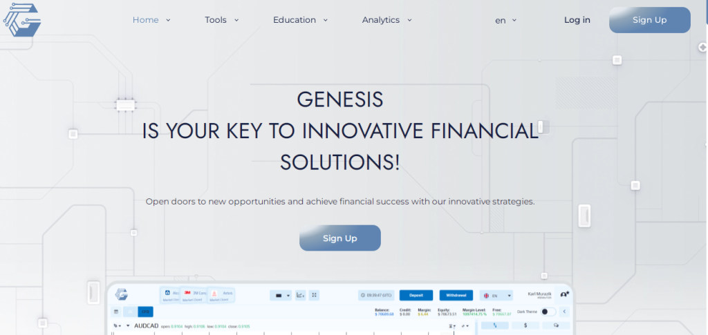 The questionable Genesis Trade online trading platform.