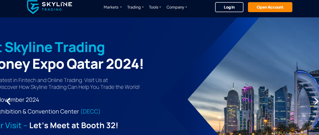 Skyline Trading home page.