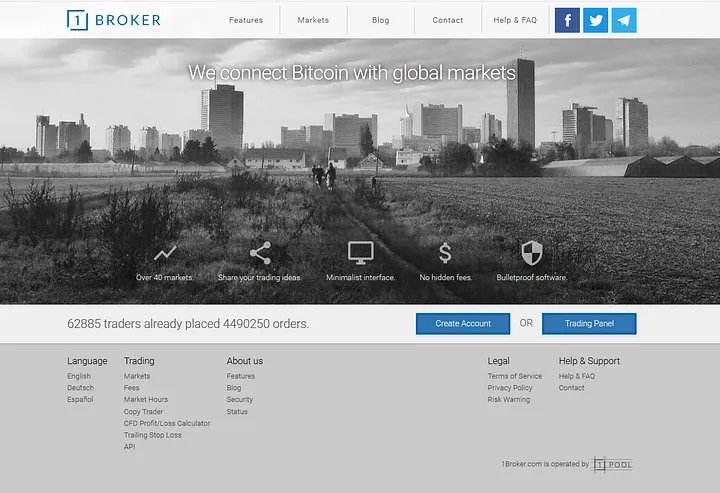 An image of the now defunct 1broker.io trading platform.