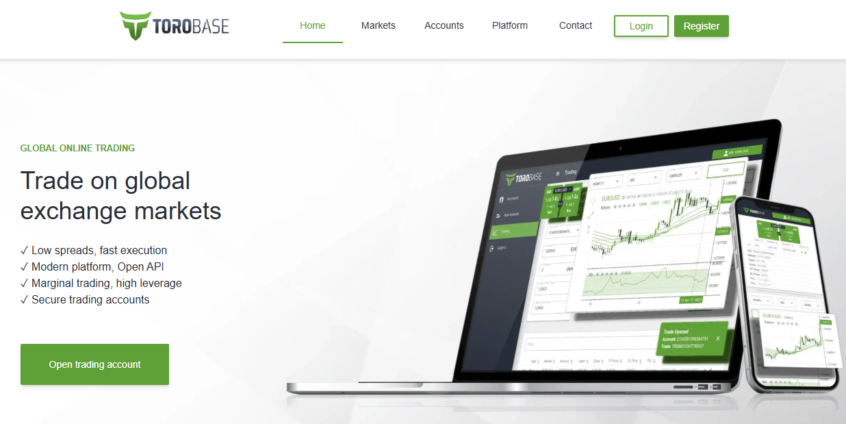 The Torobase landing page.