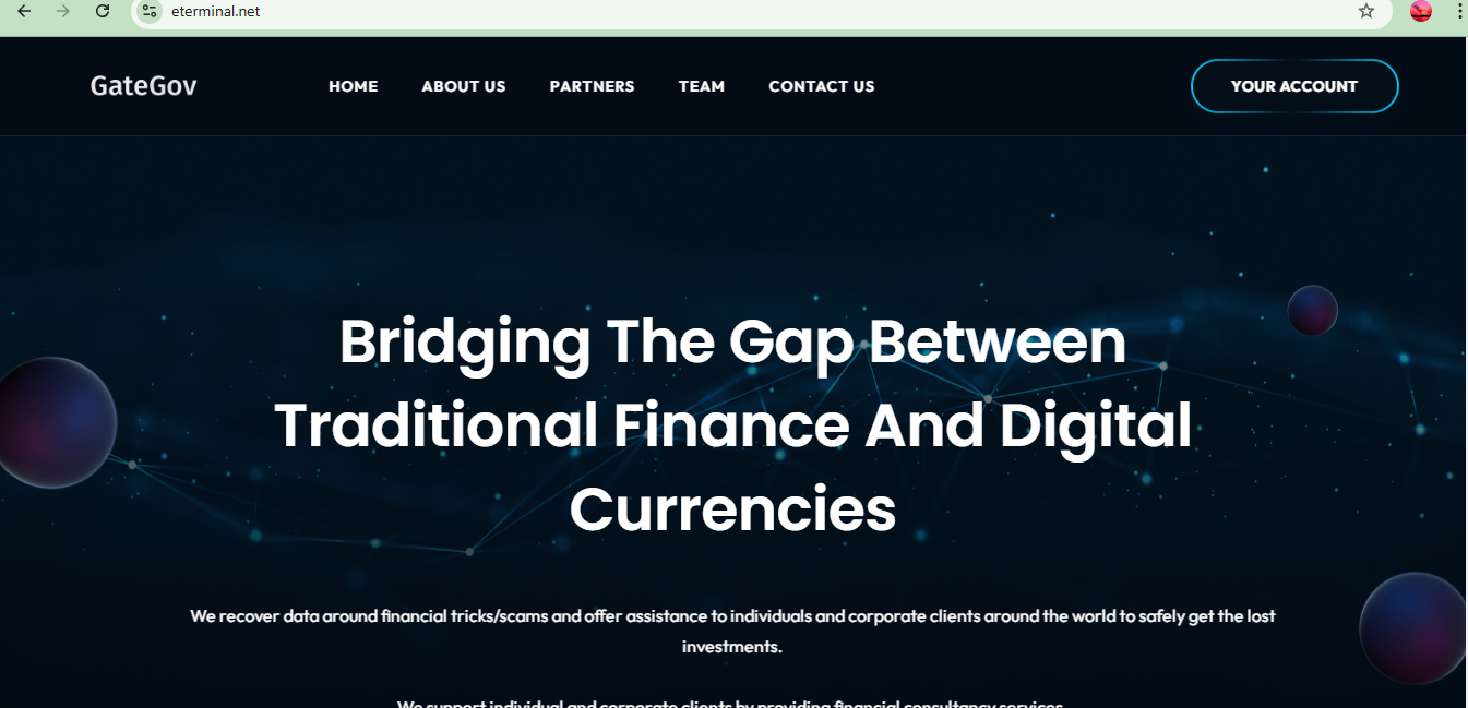 The questionable Eterminal scam recovery and financial consultancy service.