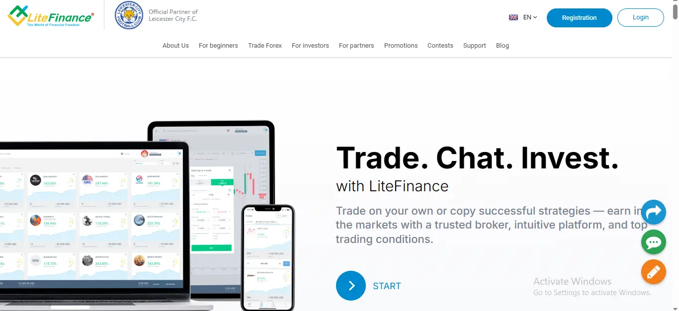 Screenshot of the official website homepage evaluated in our Is LiteFinance safe review.